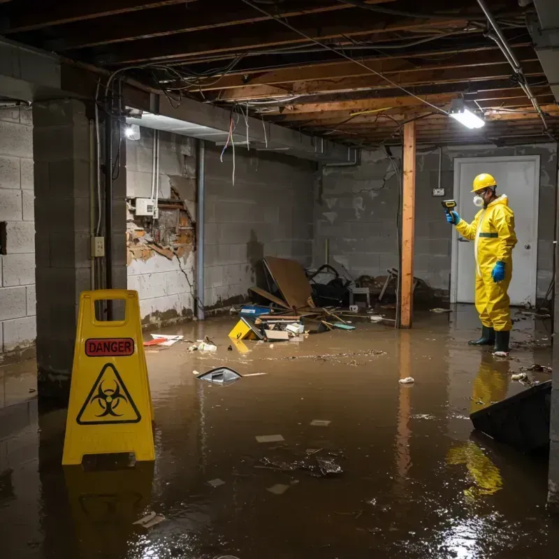 Flooded Basement Electrical Hazard in Elmore, OH Property